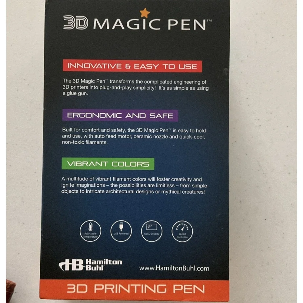 HamiltonBuhl 3D Magic Pen 3D‎ Printing Pen Pink Drawing Lettering Crafter Tool